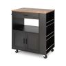 Кухонный остров на колесах 82x46x92см, черно-коричневого цвета