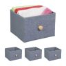 Komplektis 4 kokkupandavat kasti 20x28,5x27,5cm, hall/helepruun