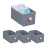 Komplektis 4 kokkupandavat kasti 12,5x14x27,5cm, hall/helepruun