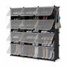 Обувной шкаф 124x32x125см, черного цвета