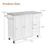 Кухонный остров на колесах 135x45,5x91,5 см, белого/серебристого цвета