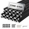 Alumiiniumist ekstrusioonprofiilid VEVOR 2020T-122-10-H, 10 tk, Must, 2 × 1,2 × 134 cm