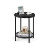 Round Side Table VASAGLE LET285B13, With Two Shelves