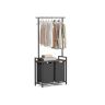 Laundry basket with clothes hanger and shelf 92L., black/brown