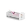 Детская кроватка Fala с матрасом и защитным бортиком, 144 см x 78 см x 65 см, с изображением слона.