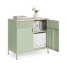 SONGMICS Storage Cabinet, With Doors and Adjustable Shelf, Green/Oak, 80 × 76 × 40 cm
