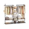 SONGMICS HOME RGR012B01 Clothes Rack, 6 Shelves, Brown/Black, 163.6 × 175.3 × 33.8 cm