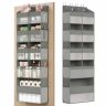 SONGMICS RDH009GD01 Over-the-Door Organizer, 9 Compartments, 10 Pockets, Gray, 17 × 50 × 150 cm