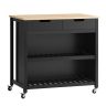Ratastel köögikapp 98x58x94cm., must/heledapruun värv