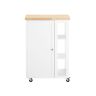 Кухонный шкаф на колесах 60x40x90см., белого/светло-коричневого цвета