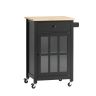 Кухонный шкаф на колесах 62x45,5x87см., черного/светло-коричневого цвета