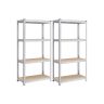 Комплект из 2 полок для хранения 40x80x160 см, серебристый/светло-коричневый