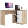 Nurg kirjutuslaud B16 CLP, parempoolne, 3 sahtlit, valge/pruun, 124 × 77 × 85 cm
