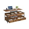 Coffee table VASAGLE LCT252K01, With drawers and an open compartment, 50 × 120 cm