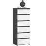 Kummut AKORD CL6, 6 sahtlit, hall/valge, 40 × 109 × 35 cm