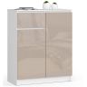 Kummut AKORD K80, 2 ust, 1 sahtel, Valge ja beež, 80 × 99 × 40 cm