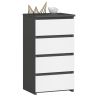 Kummut CL4/40, 4 sahtlit, hall/valge, 40 × 74 × 35 cm