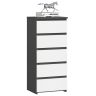 Kummut CL5, 5 sahtlit, hall-valge, 40 × 92 × 35 cm