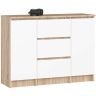 Kummut K100, 2 ukse ja 3 sahtliga, pruun/valge, 101 × 76 × 35 cm
