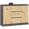 Kummut K100, 2 ust ja 3 sahtlit, hall/tamme, 101 × 76 × 35 cm