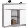 Kummut K100, 2 ukse ja 3 sahtliga, hall/valge, 101 × 98 × 35 cm