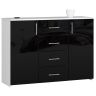 Kummut K45, 4 sahtlit ja 2 ust, valge/must, 110 × 80 × 35 cm