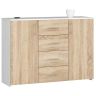 Kummut K45, 4 sahtlit ja 2 ust, valge, 110 × 80 × 35 cm