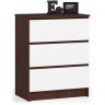 Комод NORE K60 с 3 ящиками, темно-коричневый/белый
