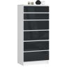 Kummut K60, 6 sahtlit, valge/hall, 60 × 130 × 40 cm