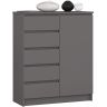 Kummut K80 1D 5SZ, 1 uks, 5 sahtlit, Hall, 80 × 97 × 35 cm
