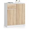 Kummut K80, 2 ust ja 1 sahtel, valge/pruun, 80 × 99 × 40 cm