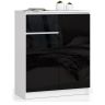 Kummut K80 CLP, 1 sahtel, 2 ust, valge/must, 80 × 99 × 40 cm