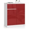 Kummut K80 CLP, 2 ust ja 1 sahtel, valge/punane, 80 × 99 × 40 cm