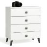 Kummut MOBI K-04, 4 sahtlit, valge/must, 60 × 73 × 37 cm