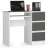 Arvutilaud A-6, parempoolne, 3 sahtlit, valge/hall, 90 × 77 × 50 cm