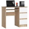 Arvutilaud A-6, parempoolne, 3 sahtlit, pruuni ja valget värvi, 90 × 77 × 50 cm
