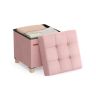 Скамейка для прихожей 38x38x40 см., розовая/черная