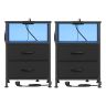 SONGMICS Bedside Table, 2 Drawers and Open Compartment, Black, 39.6 × 60.4 × 30 cm