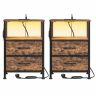 SONGMICS Bedside Table, 2 Drawers and Open Compartment, Brown, 39.6 × 60.4 × 30 cm