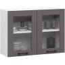 Riputatav köögikapp-vitr​​iin OLIWIA, 2 ust, valge/hall, 80 × 58 × 30,5 cm