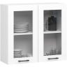 Seinale kinnitatav köögikapp-vitrin OLIWIA, 2 ust, valge, 80 × 72 × 30,5 cm