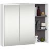 Riputatav vannitoakapp AKORD VAMI W90, peegliga, valge/hall, 90 × 75 × 15 cm