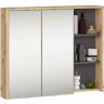 Riputatav vannitoakapp AKORD VAMI W90, peegliga, pruun/hall, 90 × 75 × 15 cm