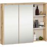 Seinale paigaldatav vannitoakapp peegliga VAMI W90, 2 pööratavat ust, pruunibeež, 90 × 75 × 15 cm