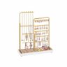 SONGMICS JJS026A01 Jewelry Stand, Adjustable Height, Gold, 10 × 30.6 × 30.9–47.5 cm
