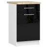 Põrandale paigaldatav köögikapp OLIWIA S50, 1 uks, 1 sahtel, valge/must, 50 × 85 × 46 cm
