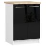 Põrandale paigaldatav köögikapp OLIWIA S60 2D, 2 ust, valge/must, 60 × 85 × 46 cm