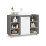 VASAGLE BBK507G01 washbasin cabinet, with adjustable shelves, gray/white, 30 × 90 × 60 cm