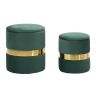Sheffild poufs, 2 pcs, Green/gold, Ø 37 × 42 cm – Ø 28 × 35 cm