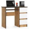 Kirjutuslaud AKORD A-6 CLP, parempoolne, 3 sahtlit, tammes/valge, 90 × 77 × 50 cm